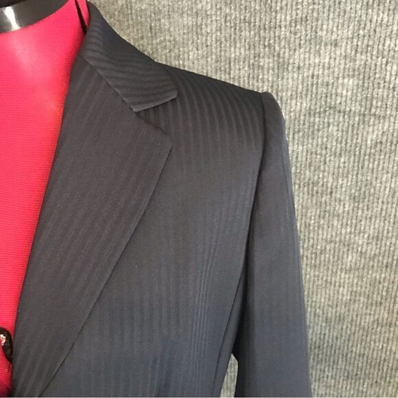 Tahari ASL Blazer Women’s Size 8 Navy Blue Pinstripe Silver Button Long Sleeve - Picture 6 of 10